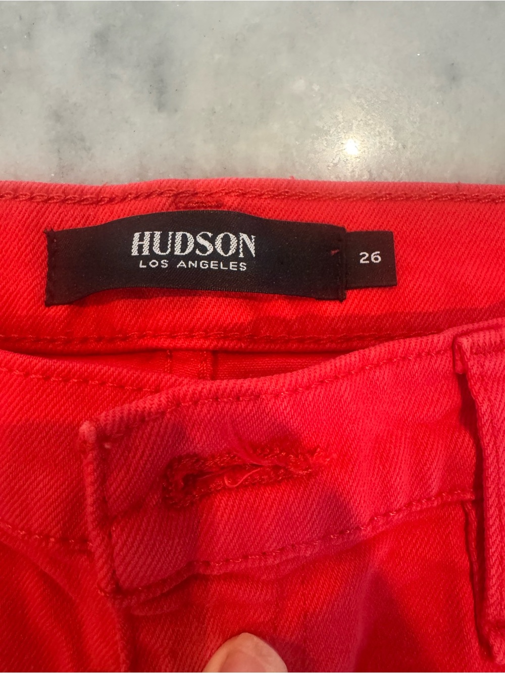 Hudson Jeans Gemma Red Frayed Hem Denim Shorts - Picture 2 of 4